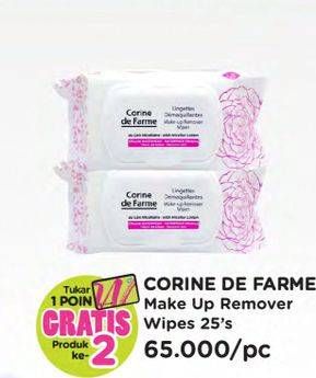 Promo Harga CORINE DE FARME Make Up Remover Wipes 25 sheet - Watsons