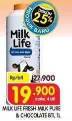 Promo Harga MILK LIFE Fresh Milk Pure, Chocolate 1 ltr - Superindo