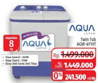 Promo Harga AQUA AQW-871XT | Mesin Cuci Twin Tube 8kg  - Lotte Grosir