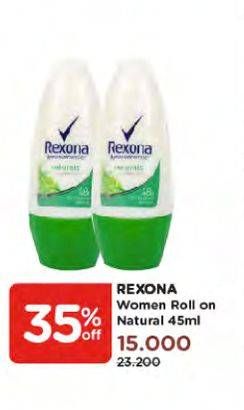 Promo Harga REXONA Deo Roll On Naturals 50 ml - Watsons