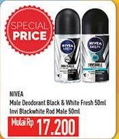 Promo Harga NIVEA MEN Deo Roll On Black White Invisible Fresh, Black White Invisible Original 50 ml - Hypermart