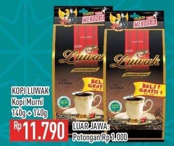 Promo Harga Luwak Kopi Murni Premium per 2 bag 140 gr - Hypermart