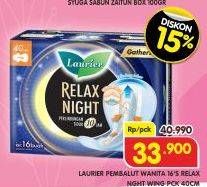Promo Harga Laurier Relax Night Gathers 40cm 16 pcs - Superindo