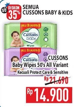 Promo Harga CUSSONS BABY Wipes Kecuali Protect Care, Kecuali Sensitive 50 sheet - Hypermart