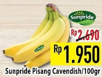 Promo Harga Sunpride Pisang Cavendish per 100 gr - Hypermart