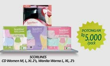 Promo Harga SCORLINES Women's Underwear L, M, XL 2 pcs - Alfamidi