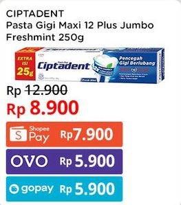 Promo Harga CIPTADENT Pasta Gigi Maxi 12 Plus Fresh Mint 250 gr - Indomaret