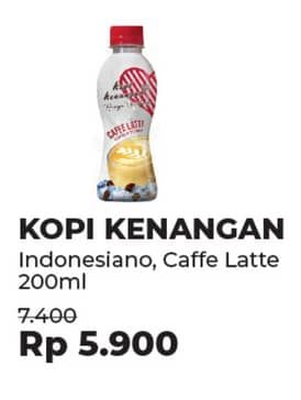 Promo Harga Kopi Kenangan Ready to Drink Indonesiano, Caffe Latte 200 ml - Alfamidi