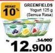 Promo Harga GREENFIELDS Yogurt All Variants 125 gr - Giant