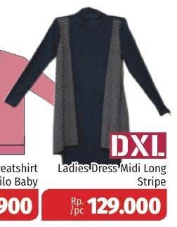 Promo Harga DXL Ladies Dress Midi Long Stripe  - Lotte Grosir