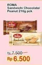 Promo Harga ROMA Sandwich Chocolate, Peanut Butter 216 gr - Indomaret