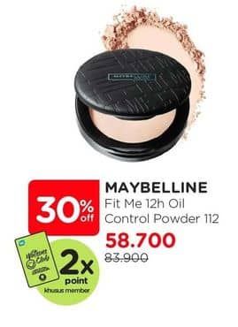 Maybelline Fit Me! 12-Hour Oil Control Powder 6 gr Diskon 30%, Harga Promo Rp58.700, Harga Normal Rp83.900, Khusus Member 2x Point