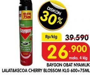 Promo Harga BAYGON Insektisida Spray Cherry Blossom 600 ml - Superindo