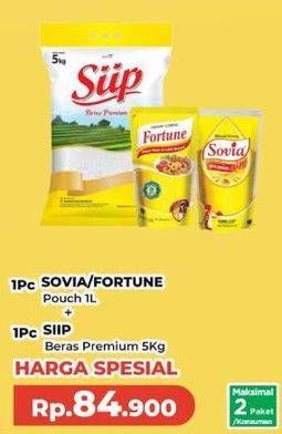 Harga Sovia/Fortune Minyak Goreng + Siip Beras