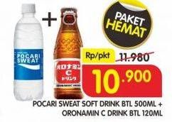 Promo Harga POCARI SWEAT 500ml + ORONAMIN C Drink 120ml  - Superindo