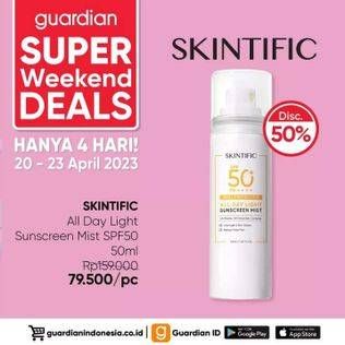 Promo Harga Skintific All Day Light Sunscreen Mist SPF 50 PA++++  - Guardian