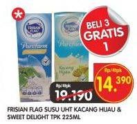 Promo Harga FRISIAN FLAG Susu UHT Purefarm Kacang Hijau, Sweet Delight per 4 pcs 225 ml - Superindo
