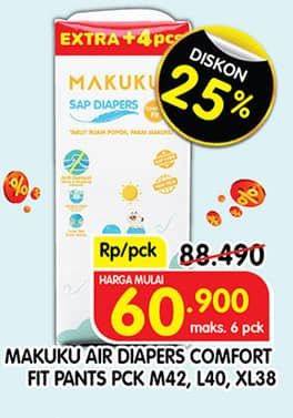 Promo Harga Makuku Comfort Fit Diapers Pants M42, L40, XL38 38 pcs - Superindo