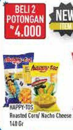 Promo Harga Happy Tos Tortilla Chips Jagung Bakar/Roasted Corn, Nacho Cheese 140 gr - Hypermart