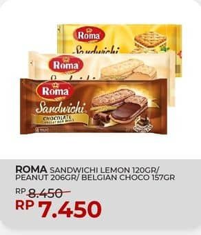 Promo Harga Roma Sandwich Lemon, Chocolate, Peanut Butter 114 gr - Yogya