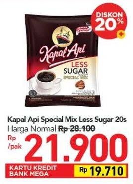 Promo Harga Kapal Api Special Mix Less Sugar per 20 sachet 21 gr - Carrefour
