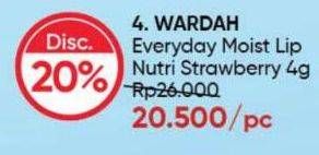 Promo Harga Wardah Everyday Moisture Lip Nutrition Strawberry 4 gr - Guardian