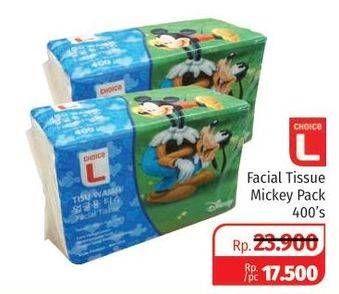 Promo Harga CHOICE L Facial Tissue Mickey 400 pcs - Lotte Grosir