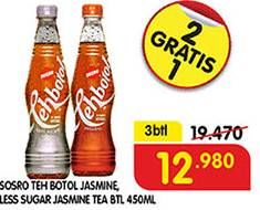 Promo Harga SOSRO Teh Botol Less Sugar, Original 450 ml - Superindo