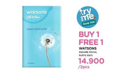 Promo Harga WATSONS Square Puff per 2 bungkus 100 pcs - Watsons
