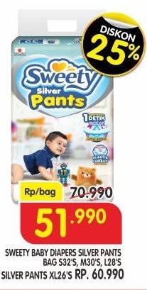 Promo Harga Sweety Silver Pants S32, M30, L28 28 pcs - Superindo
