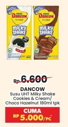 Dancow Susu Cair Uht Milky Shake 180 ml Diskon 24%, Harga Promo Rp5.000, Harga Normal Rp6.600, Tebus Murah Dengan Disertai Belanja Senilai Rp. 50.000 (Kec. Rokok, Pulsa Payment, Susu Bayi di Bawah 1 Tahun & Produk Sponsor Harga Heboh)
Berlaku 1 Pcs Masing Masing Produk Dalam 1 Struk 
Tidak Berlaku Kelipatan