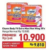 Promo Harga Charm Body Fit Extra Maxi NonWing 30 pcs - Carrefour