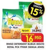 Promo Harga RINSO Molto Detergent Royal Gold Bubuk All Variants 770 gr - Superindo