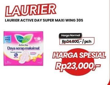 Promo Harga Laurier Active Day Super Maxi Wing 30 pcs - Carrefour
