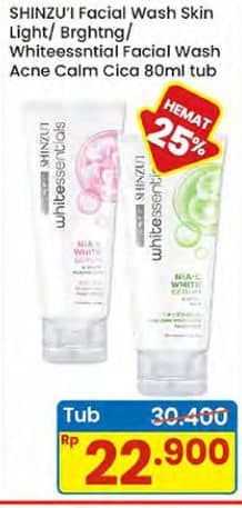 Promo Harga Shinzui Facial Wash Skin Lightening, White Essentials 80 ml - Indomaret