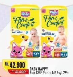 Promo Harga Baby Happy Baby Diapers Pants Fun & Comfort M32, L28 28 pcs - Alfamart
