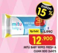Promo Harga MITU Baby Wipes Fresh & Clean 50 pcs - Superindo
