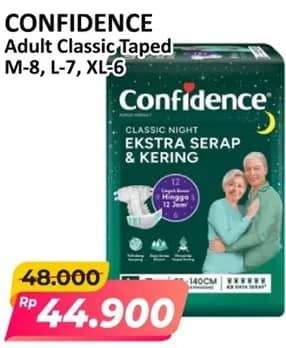 Promo Harga Confidence Adult Classic Night Ekstra Serap & Kering M8, L7, XL6 6 pcs - Alfamart