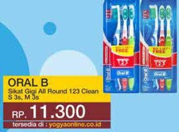 Promo Harga ORAL B Toothbrush All Rounder 1 2 3 Medium, Soft 3 pcs - Yogya