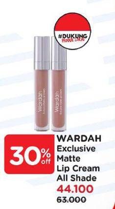 Promo Harga Wardah Exclusive Matte Lip Cream All Variants 4 gr - Watsons