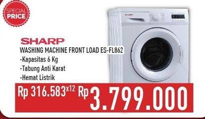 Promo Harga SHARP ES-FL862 | Washing Machine Front Load 6kg  - Hypermart