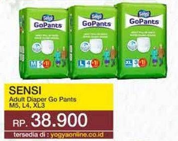 Promo Harga Sensi GoPants Adult Diapers L4+1, M5+1, XL3+1 4 pcs - Yogya