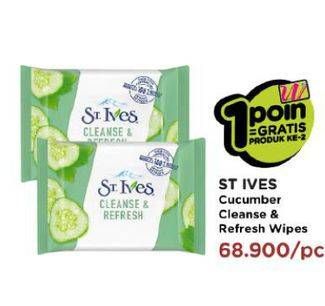 Promo Harga ST IVES Wipes Cleanse Refresh Cucumber 25 pcs - Watsons