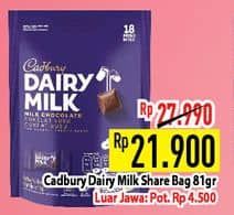 Promo Harga Cadbury Dairy Milk Share Bag 81 gr - Hypermart