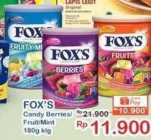 Promo Harga FOXS Crystal Candy Berries, Fruits, Fruity Mints 180 gr - Indomaret