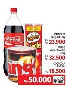 Promo Harga Pringles + Tango Wafer Cokelat + Coca Cola  - LotteMart