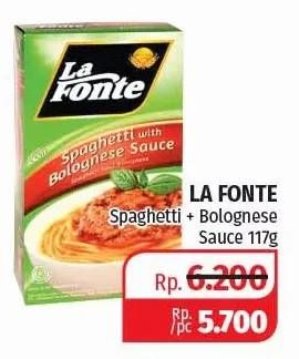 Promo Harga LA FONTE Spaghetti Instant Bolognese Sauce 117 gr - Lotte Grosir