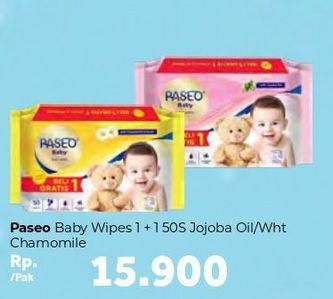 Promo Harga PASEO Baby Wipes Jojoba, White Chamomile 50 pcs - Carrefour