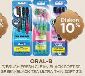 Promo Harga ORAL B Toothbrush Fresh Clean/ Green, Black Tea Ultra Thin Soft   - Guardian