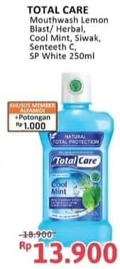 Promo Harga Total Care Mouthwash Sensitive Teeth, Lemon Herbs, Cool Mint, Siwak Salt, Sparkling White 250 ml - Alfamidi